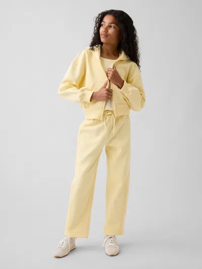 Gap Kids Vintagesoft Relaxed Lace-trim Barrel Joggers In Maize Yellow