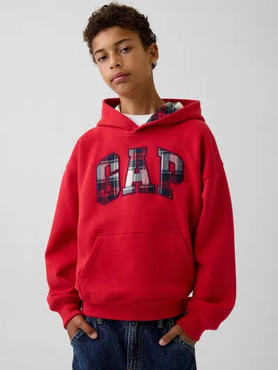 Gap Kids Vintagesoft Relaxed Logo Hoodie In Red