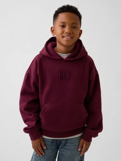 Gap Kids Vintagesoft Relaxed Logo Hoodie In Tuscan Red