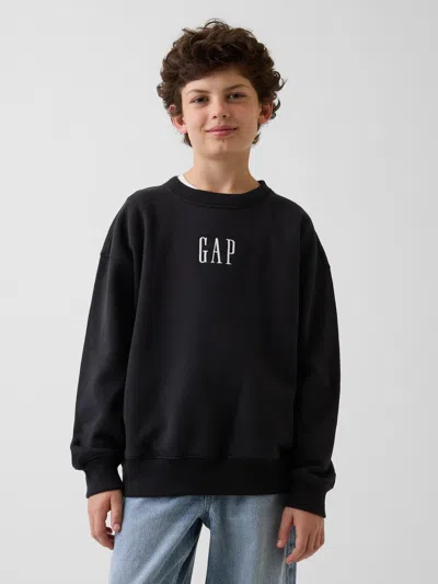 Gap Kids Vintagesoft Relaxed Logo Sweatshirt In Black