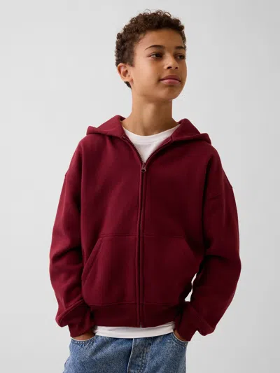 Gap Kids Vintagesoft Relaxed Zip Hoodie In Radish