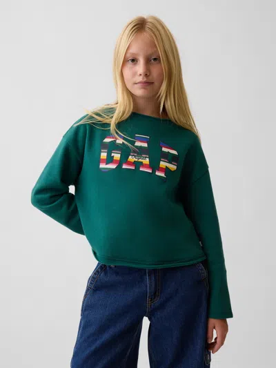 Gap Kids Vintagesoft Rollneck Logo Sweatshirt In Green