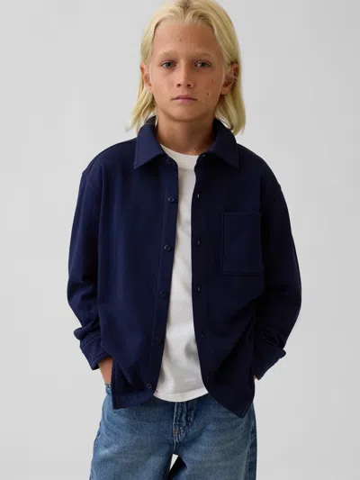 Gap Kids Vintagesoft Terry Button-front Shirt In Blue