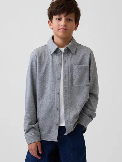 Gap Kids Vintagesoft Terry Button-front Shirt In Grey