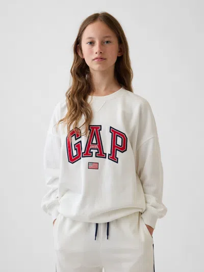 Gap Kids Vintagesoft Terry Oversized Graphic Sweatshirt In Off White