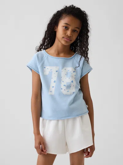 Gap Kids Vintagesoft Terry Raglan Graphic Sweatshirt In Sail Blue
