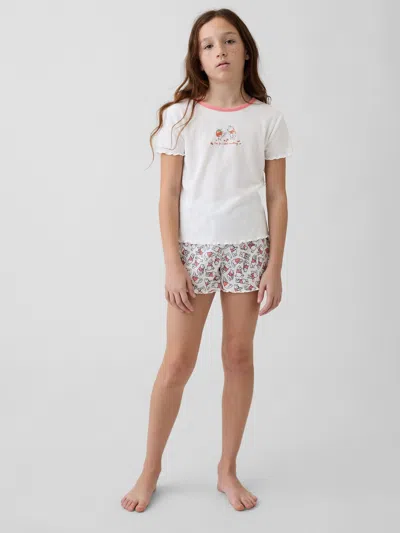 Gap Kids Winnie The Pooh Recycled Rib Pj Short Set In Off White