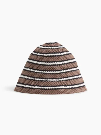 Gap Knit Bucket Hat In Brown Stripe