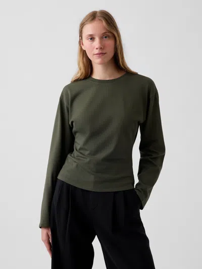 Gap Knit Fitted-waist T-shirt In Bamboo Green