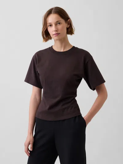 Gap Knit Fitted-waist T-shirt In Terra Brown