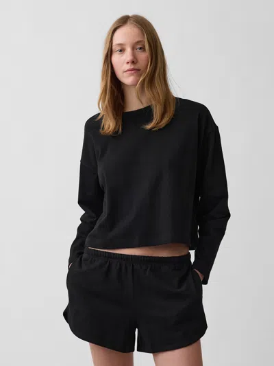 Gap Knit Oversized Crop T-shirt In Black