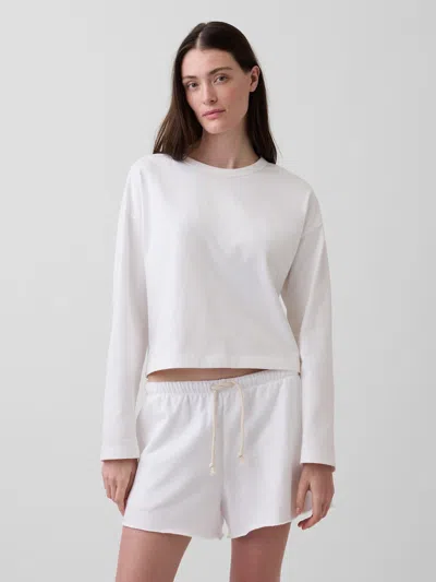Gap Knit Oversized Crop T-shirt In White