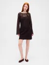 Gap Lace Mini Shift Dress In Brown