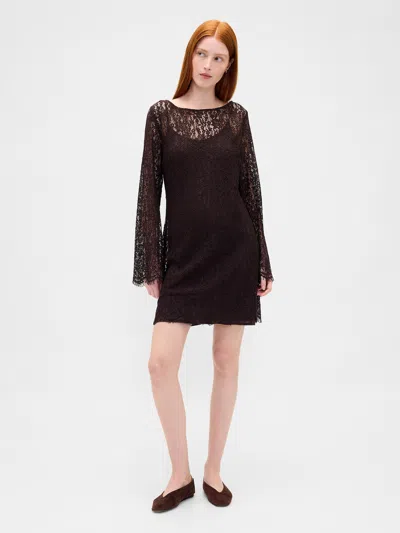 Gap Lace Mini Shift Dress In Brown