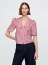 Gap Lace Peter Pan Collar Top In Wispy Pink Mauve
