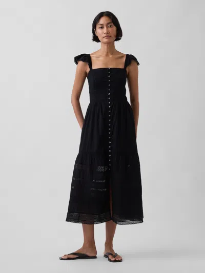 Gap Lace Ruffle Voile Maxi Dress In Black