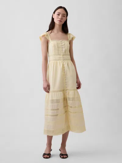 Gap Lace Ruffle Voile Maxi Dress In Yellow