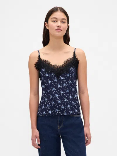 Gap Lace-trim Cami In Blue