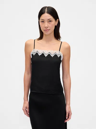 Gap Lace-trim Crop Cami In Black