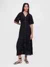 Gap Lace-trim Midi Dress In Black