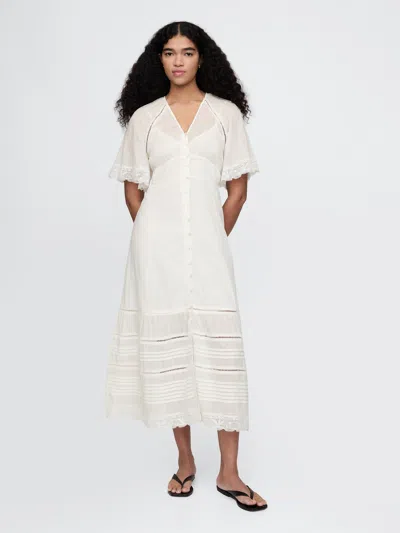 Gap Lace-trim Midi Dress In Off White