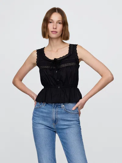 Gap Lace-trim Peplum Crop Top