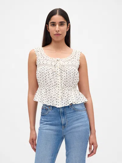 Gap Lace-trim Peplum Crop Top In Multi