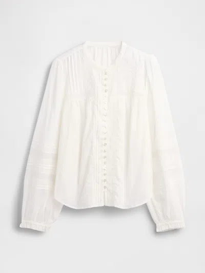 Gap Lace-trim Pintuck Top In White