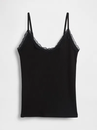 Gap Lace-trim Pointelle Cami In Black
