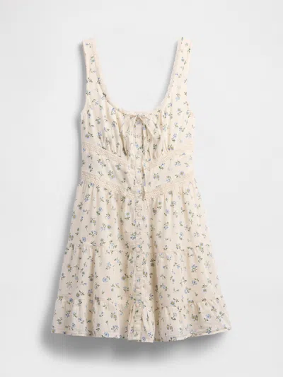 Gap Lace-trim Tiered Mini Dress In White