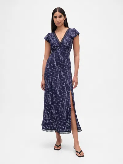 Gap Lace-trim V-neck Crepe Maxi Dress