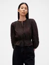 Gap Lace-trim Voile Crop Top In Brown