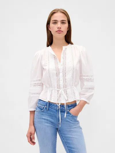 Gap Lace-trim Voile Crop Top In White