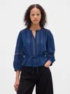 Gap Lace-trim Voile Top In Purple