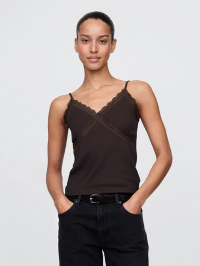 Gap Lace-trim Waffle-knit Crop Cami