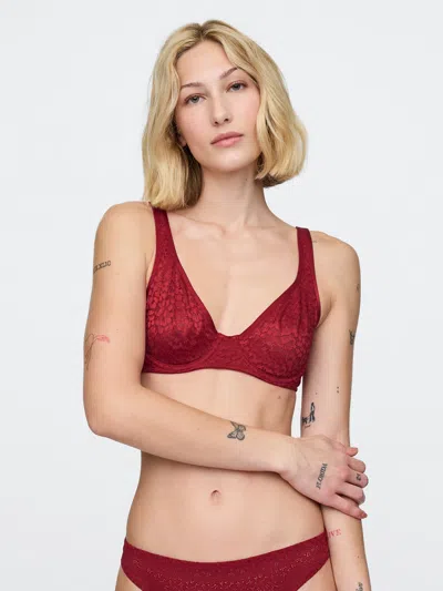 Gap Lace Unlined Semi-demi Bra In Sled Red