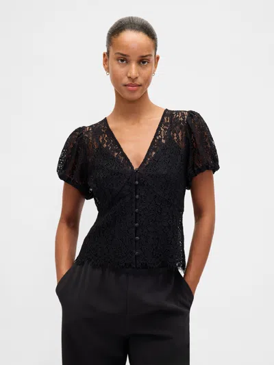 Gap Lace V-neck Top In Black
