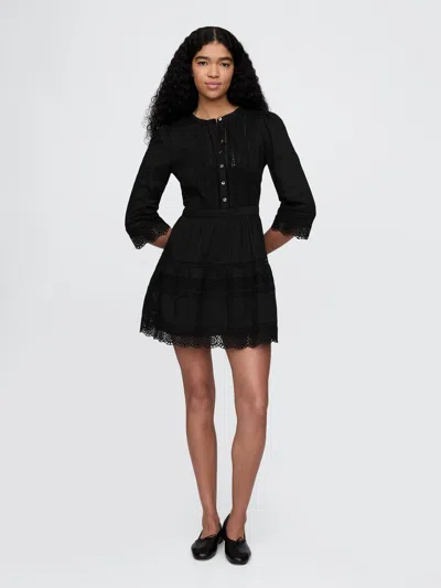 Gap Lace Voile Mini Dress In Black