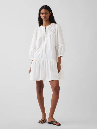 Gap Lace-trim Drop-waist Mini Dress In White