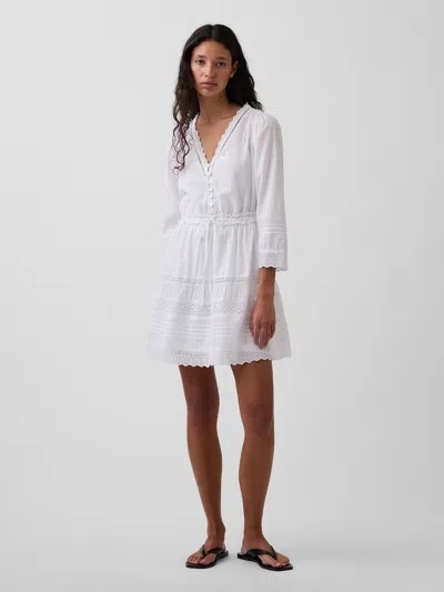 Gap Lace-trim Mini Dress In White