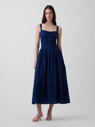 Gap Lace-up Corset Maxi Dress In Purple