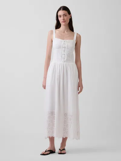 Gap Lace-up Corset Maxi Dress In White