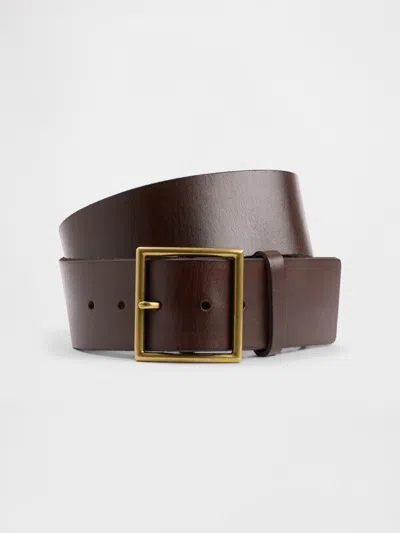 Gap Leather Square-buckle Belt In Brown