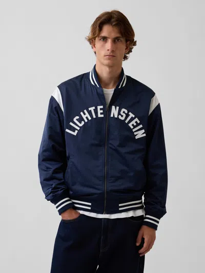 Gap | Lichtenstein | Whitney | Standing Explosion Varsity Jacket In Blue