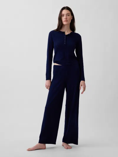 Gap Lightweight Cashsoft Pointelle Heart Pj Pants In Blue