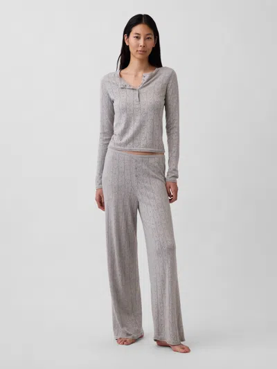 Gap Lightweight Cashsoft Pointelle Heart Pj Pants In Gray