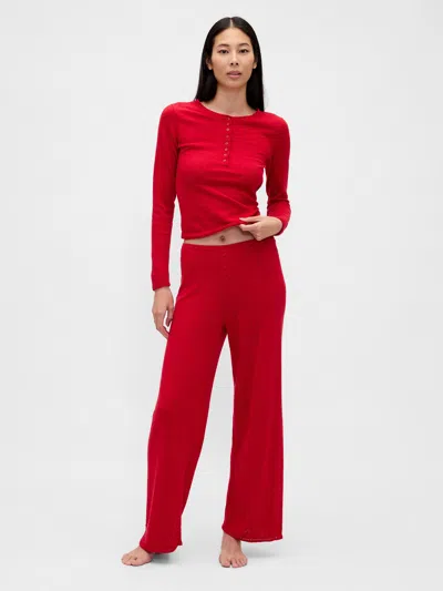 Gap Lightweight Cashsoft Pointelle Heart Pj Pants In Red