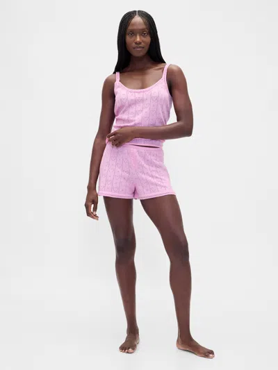 Gap Lightweight Cashsoft Pointelle Heart Pj Shorts In Pink