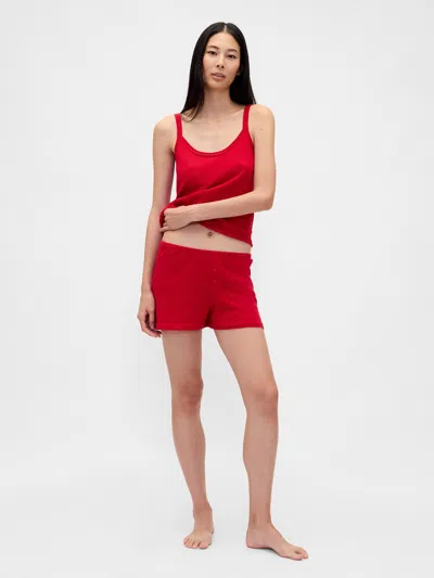 Gap Lightweight Cashsoft Pointelle Heart Pj Shorts In Red