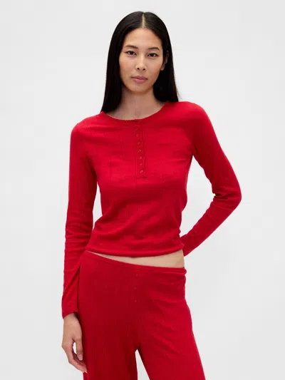Gap Lightweight Cashsoft Pointelle Heart Pj Top In Red